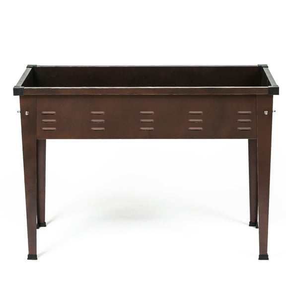 LuxenHome 39.57" W Brown Metal Rectangular Raised Garden Planter