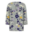 thumbnail image 4 of Zedker Women'S Floral Printed Loose Fits V-Neck 3/8 Sleeve T-Shirt Blouses, Soft Comfortable Casual Breathable Loungewear Fall Tops,Multicolor,XXXL, 4 of 5