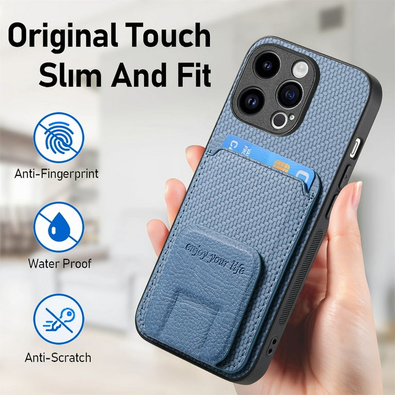 Magnetic Carbon Fiber Case for iPhone 16 Pro with Holder Kickstand