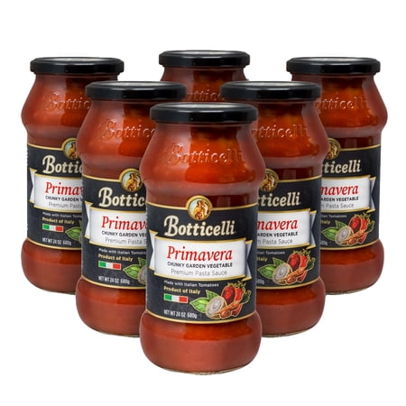 Botticelli Primavera Pasta Sauce - Premium Italian Spaghetti Sauce - Tomato Base, 6 Count