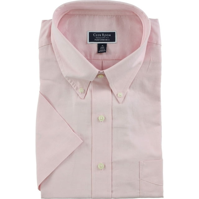 Club Room Mens Wrinkle-Resistant Button Down Dress Shirt, Pink, 18.5" Neck Not Indicated" Sleeve