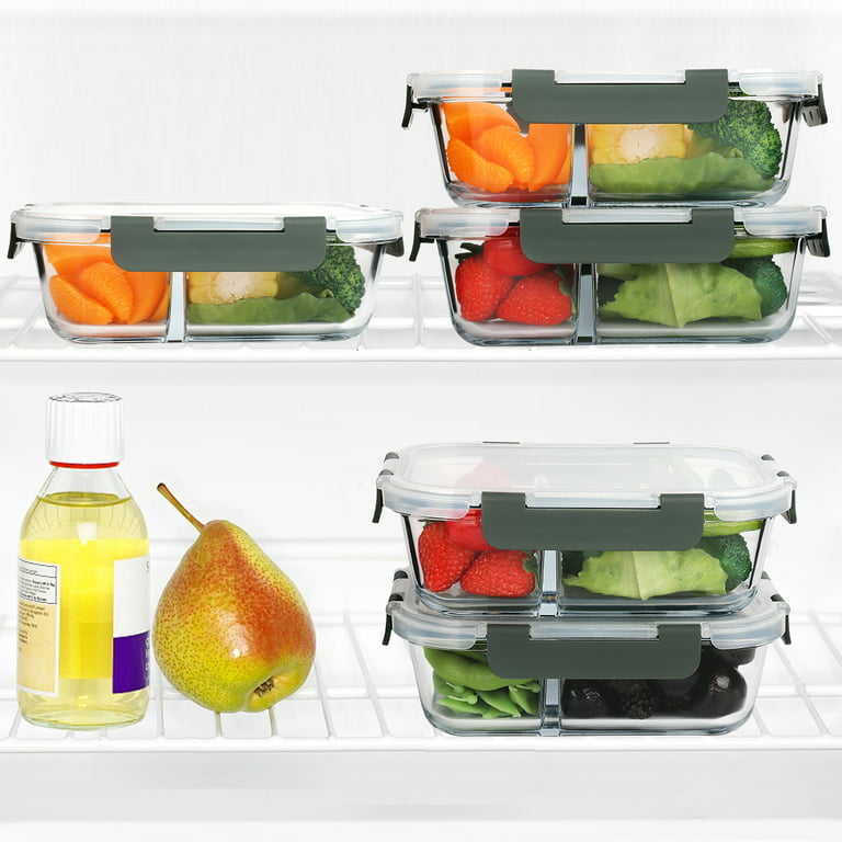 M MCIRCO [5-Pack,36 oz] Glass Bento Box 3 Compartment with Lids