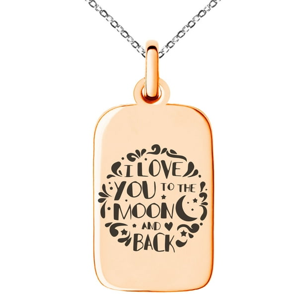 Tioneer Stainless Steel I Love You To The Moon And Back Engraved Small Rectangle Dog Charm Pendant Necklace Walmart Com Walmart Com