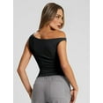 thumbnail image 3 of Womens Summer Off the Shoulder Tops Going Out T Shirts Crop Tank Top Fashion Clothes Spring Outfits 2025 Black L, 3 of 7