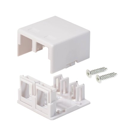 Keystone Jack Surface Mount Box - Surface Mount Box 2 Port Double Hole Keystone Jack Cat5e/Cat6 White 20 Pack