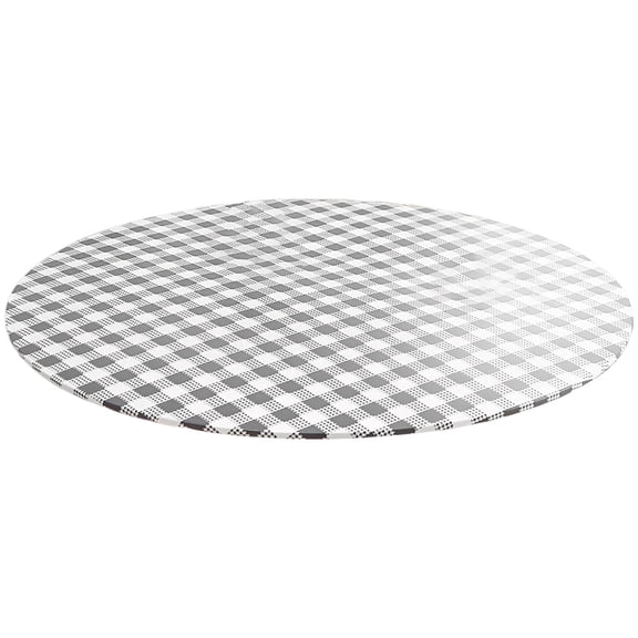 Round Fitted Plastic Table Cover, Black and White Gingham Round Tablecloth, Waterproof Elastic Edge Tablecloth, Long-lasting Round Table Covers, 47 inch / 120 cm