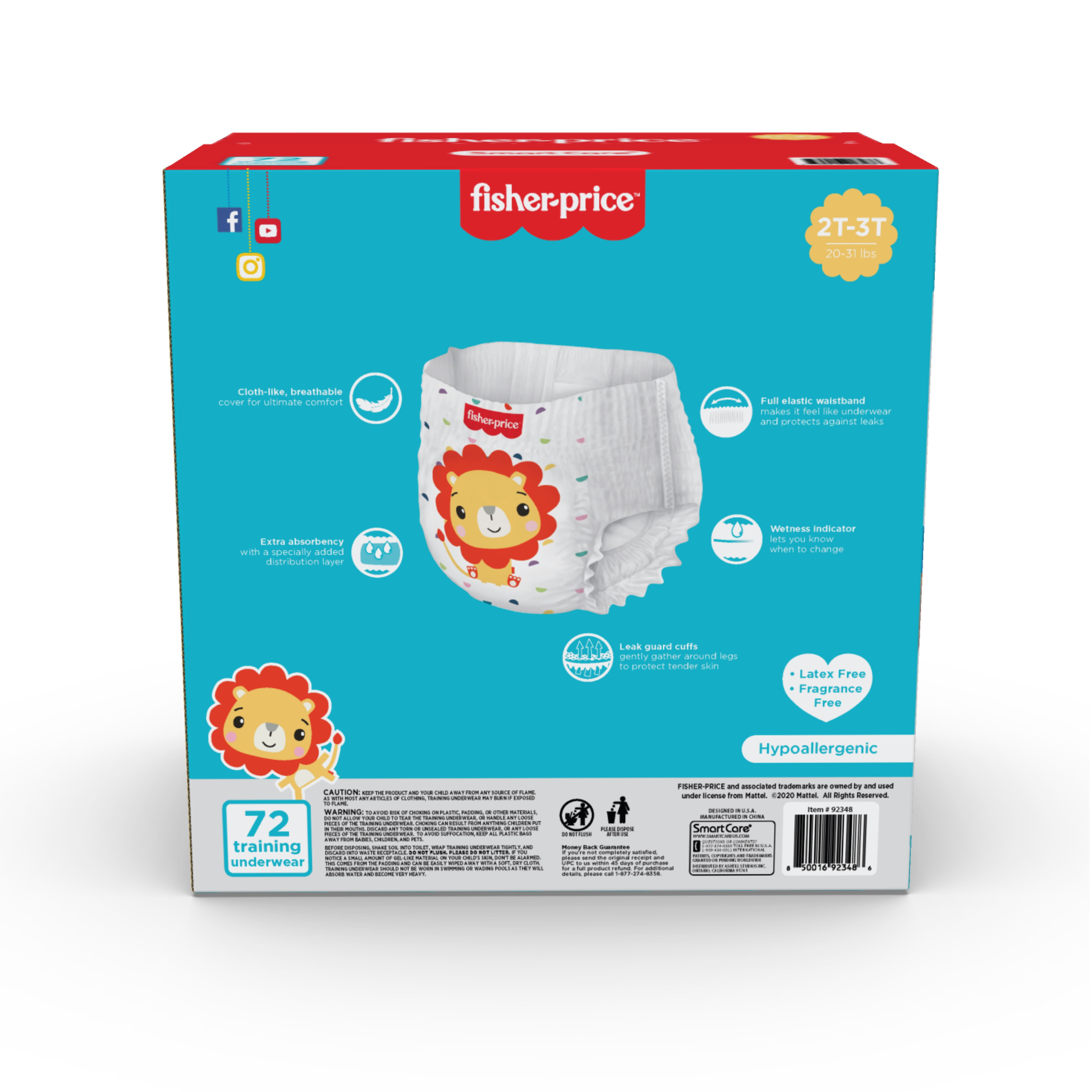 Fisher-Price Boys Pull-up Potty Training Pants, 2T-3T, 72 Count