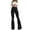 Black, variant on Women's Bell Bottom Jeans Elastic Waist Ripped Flared Jeans Denim Plus Size Bell Bottom Pants Black L