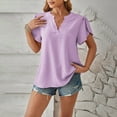 thumbnail image 5 of Mittory Women Summer V Neck Ruffle Short Sleeve Blouse Polka Dots Flowy Shirt Tunic Top, 5 of 5