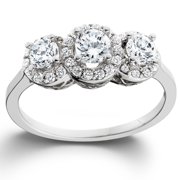 Pompeii3, Inc. 14k White Gold 1ct TDW Diamond 3-stone Engagement Ring