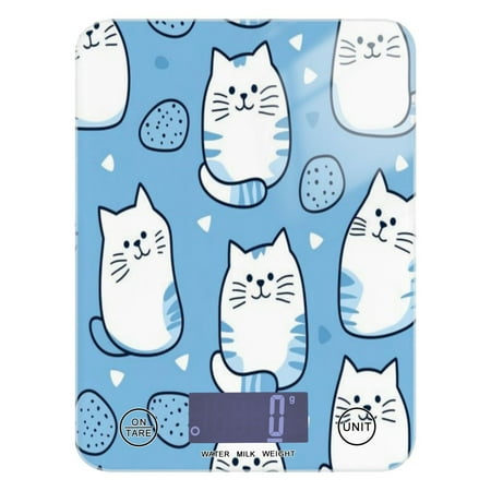 

Kitchen Electronic Scale Food Scale 7.68x5.71 inch Multifunctional Digital Kitchen Scale Tempered Glass Decorative Baking Cooking Meal Preparation Blue Tailed Cat