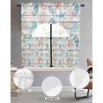 thumbnail image 2 of Teal Red Seahorse Coastal Swag Kitchen Curtains Sets for Windows 24 Inch Length, Vintage Nautical Beach Coral Starfish Short Window Curtain Swags Valances and Tiers 3 Piece Set for Cafe/Dining Room, 2 of 5
