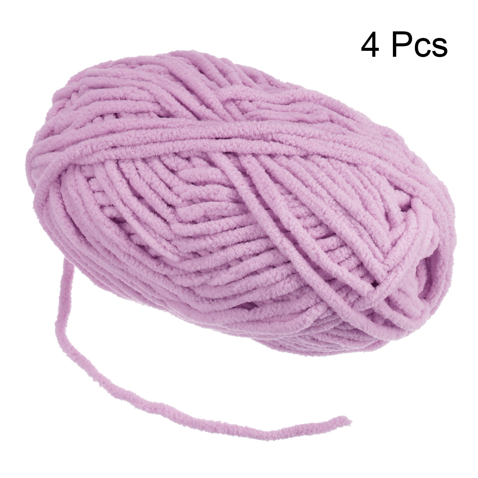 Uxcell 4Skeins Chenille Yarn Blanket Yarn 4x100g/14oz Gauge 5# Bulky Polyester Light Purple, 4x68m(248yds)