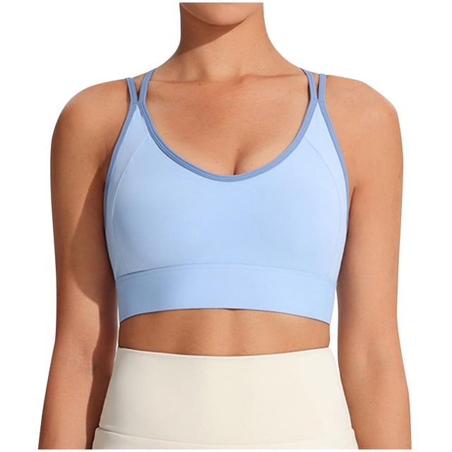 Workout Sports Bras for Women Wireless Double Shoulder Shockproof Yoga Activewear Solid Color 1 Pc