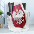 thumbnail image 4 of Polish Soft Flannel Fleece Blanket, Royal Illustration of Coat of Arms of Poland Emblem Crowned Eagle Print, Cozy Plush for Indoor and Outdoor Use, 50" x 60", Ruby Hot Pink and White, by Ambesonne, 4 of 5