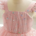 thumbnail image 4 of AUNVITO Girls Flutter Sleeve Sequin Mesh Tulle Puffy Dress Round Neck Princess Gown Evening Party Dress Luxury, 4 of 7