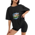 thumbnail image 2 of Women T Shirt Graphic Tee Summer Tops Half Sleeve Loose Drop Shoulder Vintage Shirts Streetwear Sweat Casual Tees XS, 2 of 5