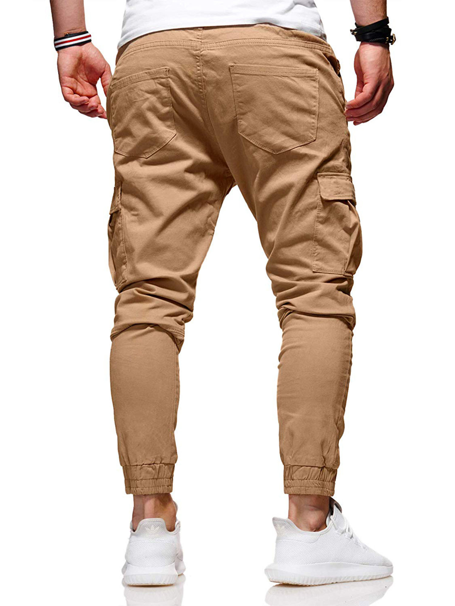 Mens Fashion Loose Sweatpants Elastic Waist Jogging Sports Pant Fitness Solid Color Casual Cargo Trousers