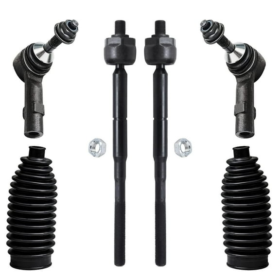 Detroit Axle - Front 6pc Tie Rods Kit for 2010 2012 2013 2014 2015 2016 Ford Flex Taurus Lincoln MKS MKT, 4 Outer Inner Tie Rods 2 Boots Replacement