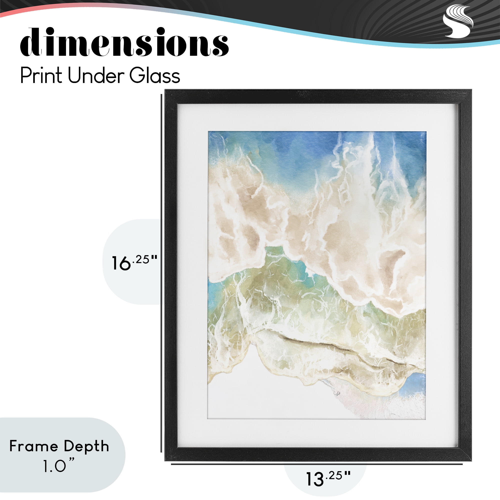 Stupell Industries Washed Away Tide Abstract Black Framed Print Under Glass, design by Jesse Keith