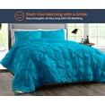 thumbnail image 2 of Oversized Palatial King Comforter Pinch Turquoise Blue 300 GSM Plush Siliconized Microfiber Fill Duvet Insert With 1000 Thread Count Egyptian Cotton Shell Fluffy Soft with Piping & Pillowcases, 2 of 8