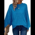 thumbnail image 3 of Suéter Básico Tipo Túnica para Mujer, Talla Grande, Larga, Holgado, Elegante, Cuello Redondo. Azul Real XXL, 3 of 8