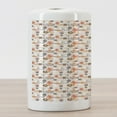 thumbnail image 3 of Cartoon Ceramic Toothbrush Holder, Simplistic Pastel Toned Flowers and Stripes Clouds Playroom, Decorative Versatile Countertop for Bathroom, 4.5" X 2.7", Multicolor, 3 of 4
