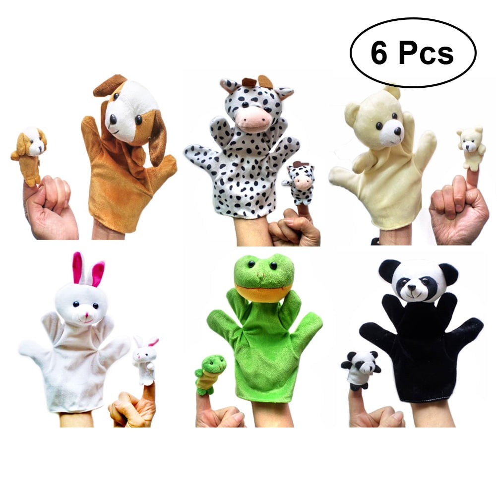 Rosarivae 6 Pcs Hand Puppets Baby Toys Plush Hand Puppets Animal Style