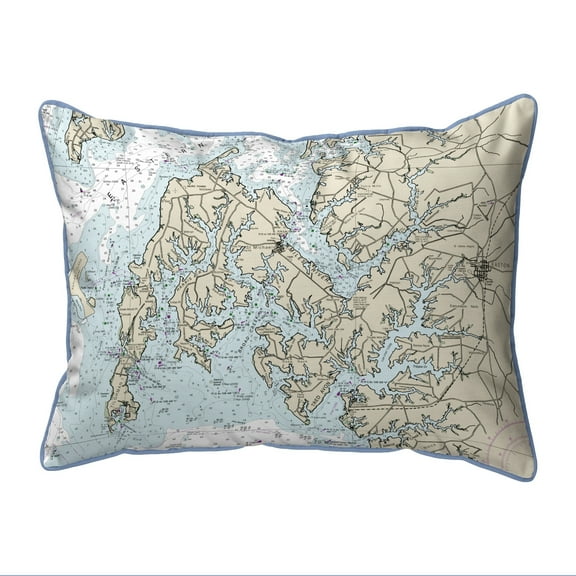 Betsy Drake HJ12263EA Easton, MD Nautical Map Large Corded Indoor & Outdoor Pillow - 16 x 20 in.