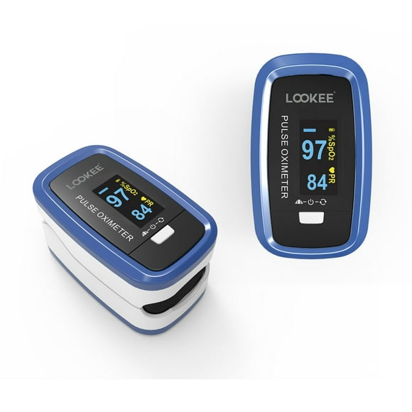 LOOKEE® LK50D1A Deluxe Finger Pulse Oximeter | Blood Oxygen Saturation Monitor with Auto-Rotate Screen, Plethysmograph Waveform | Health Canada Licensed | From a Canadian Brand