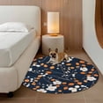 thumbnail image 2 of White Orange Flowers Round Area&nbsp;Rug 5ft Spring Pastoral Floral Non-Slip&nbsp;Washable Circle Rugs Soft Felt Indoor Floor Mat for Bedroom Kitchen Living Room Bathroom, 2 of 9