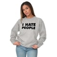 thumbnail image 3 of I Hate People Sarcastic Cynical Humor Unisex Plus Fleece Graphic Sweatshirt Brisco Brands 3X, 3 of 5