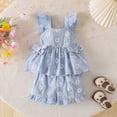 thumbnail image 2 of UAYOTSE Toddler Girl Clothes Baby Summer Spring Outfits Cute Bow Button Smocked Ruffle Sleeve Tops ＋ Girls Shorts Set,Sizes 3-4 Years, 2 of 9