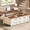 White + Brown, variant on 47.2" Farmhouse Lift Top Coffee Table with Storage, Wood Center Table with 4 Drawers & Large Hidden Space, Lifting Workstation & Dining Table for Living Room, White + Brown