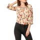 thumbnail image 5 of INSPIRAR CHIC Estilo Blusa Bohemia para Mujeres con Estampado Floral, Cuello con Lazo, Manga 3/4, Tops Casual XS Beige, 5 of 8