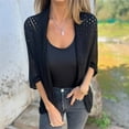 thumbnail image 3 of YFNNUP Womens Crochet Cardigan Trendy Hollow Out Boho Sweater Coat Lightweight Open Front Long Sleeve Beach Kimonos Cardigans, 3 of 9