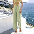 thumbnail image 2 of hoksml Summer Women Linen Casual Pants Elastic High Waist Straight Leg Trousers, Loose Beach Vacation Pants with Pockets, 2 of 6