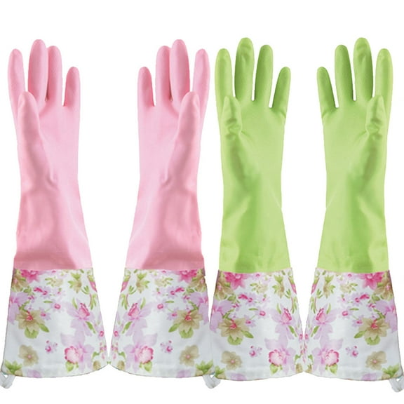 King Finger Dishwashing Gloves, Household Rubber Latex Waterproof Dish Gloves 2 Pair Medium