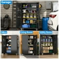 thumbnail image 5 of GangMei Wide & Deep Metal Garage Storage Cabinet with Pegboards, Wheels, Locking Doors and 4 Adjustable Shelves, Assembly required, Black, 5 of 10