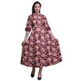 thumbnail image 1 of Bimba Robe Chemise à Imprimé Floral à Boutons, Col Mandarin, Manches Retroussables - Très Petit, 1 of 5