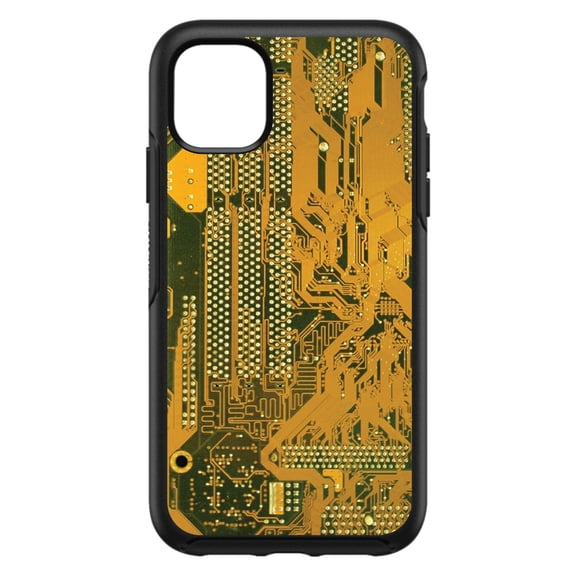 DistinctInk Custom SKIN / DECAL compatible with OtterBox Symmetry for iPhone 11 Pro (5.8" Screen) - Yellow Circuit Board Image - Printed Circuit Board Image