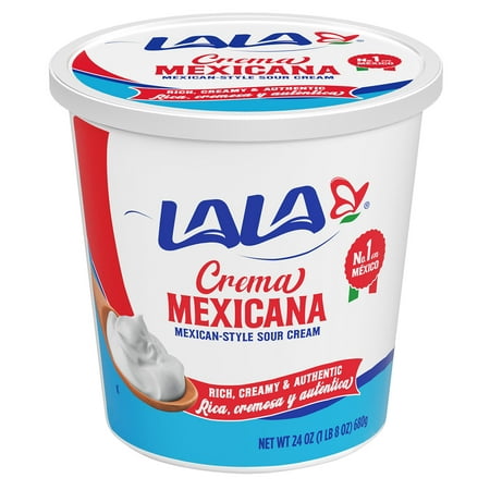 LALA Crema Mexicana Sour Cream, Refrigerated, 24 oz Tub