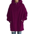 thumbnail image 1 of WEAIXIMIUNG Teacher Sweatshirt Plus Size Womens Solid Color Street Style Hooded Long Zipper Sweatshirt with, 1 of 5