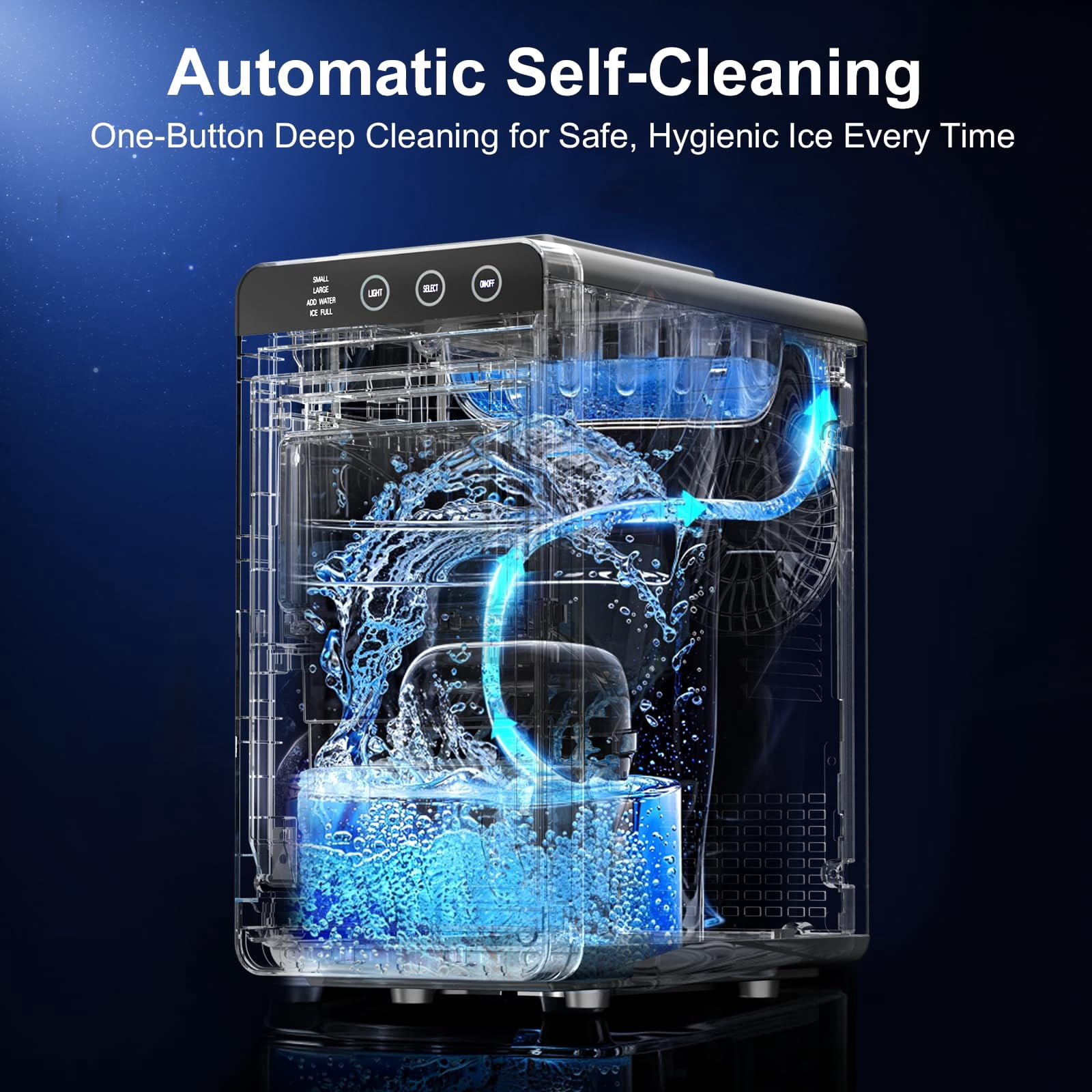 Ice Maker Countertop, 26Lbs/24H Ice Maker with 2 Sizes Bullet Ice, Interior Light, Self-Cleaning, Fast 8 Cubes in 6 Mins, Compact Ice Maker for Kitchen, RV, Personal Use, Stainless Steel
