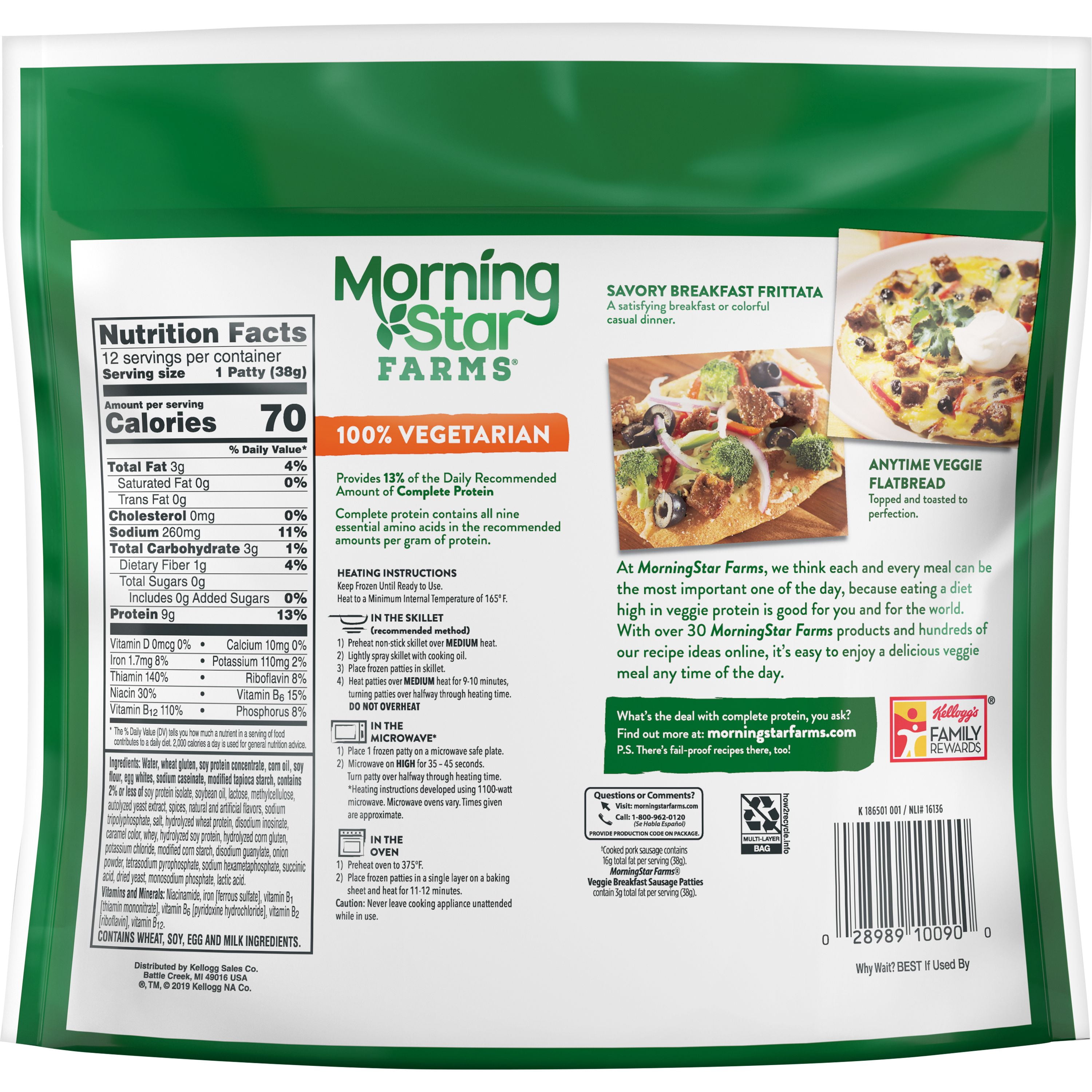 Morningstar Farms Veggie Breakfast Sausage Patties Original Value Pack 12ct 16oz Walmart Com Walmart Com