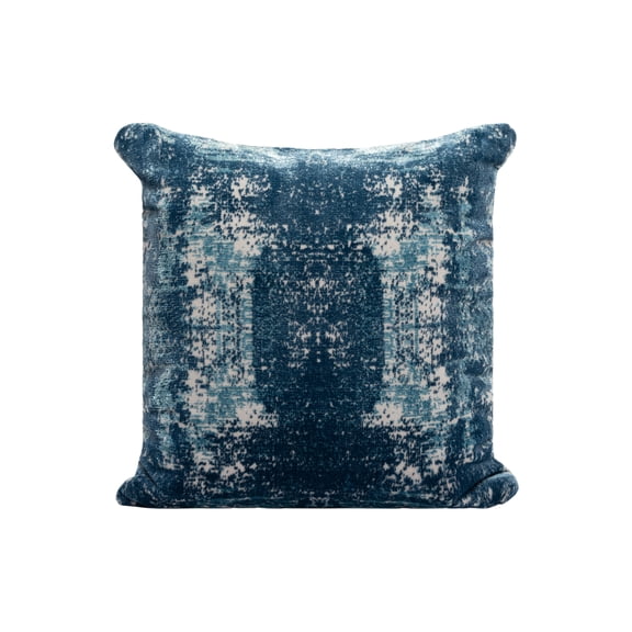 LR Home Milano Performance Blend Poly Filled Pillow in Blue/Ivory, 20" x 20"