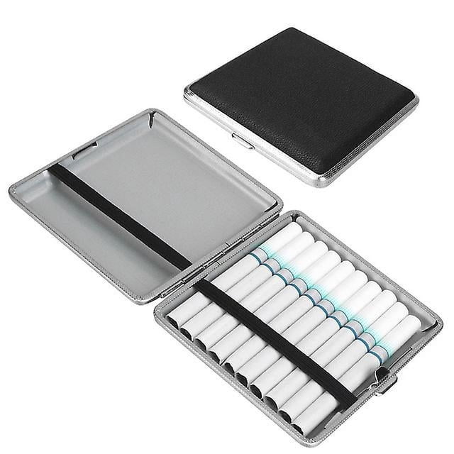 Caja de cigarrillos de acero inoxidable, herramientas de tabaco de doble apertura para 20 piezas, fundas de cuero para cigarros brillar Electrónica