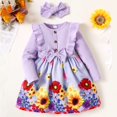 thumbnail image 7 of PatPat Sweet Toddler Girl 2pcs Floral Ruffle Edge Dress with Headband, Purple, Girl: 2 Years, 7 of 7
