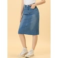 thumbnail image 3 of DARING DIVA Women's Jean Back Vent Midi Length Denim Skirts S Jean Blue, 3 of 6