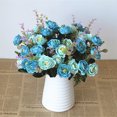 thumbnail image 2 of 2 Manojos Artificiales Crecieron Un 5-rama Bricolaje Planta De Flor De La Decoración para hogar-azul Violáceo Macarena Las flores artificiales de seda, 2 of 8